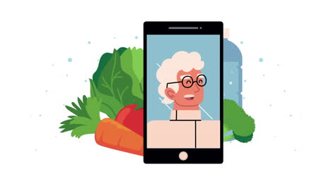 healthy diet plan animation with smartphone device