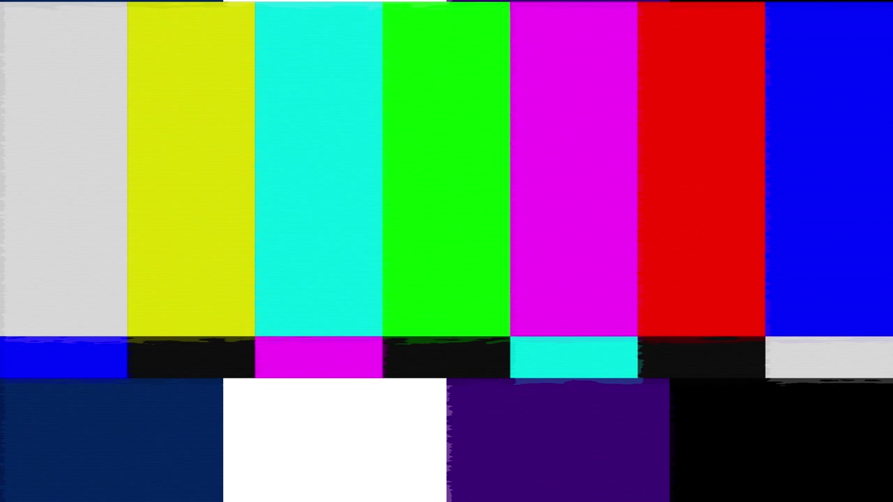 Television SMPTE Color Bars with Digital Glitch Interference
