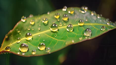 green leaf with water droplets
