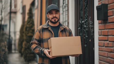 delivery person at the door