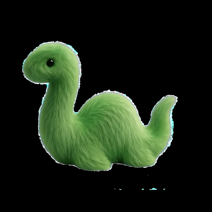 Personagem de Dinossauro Verde Fofo e Peludo Piscando