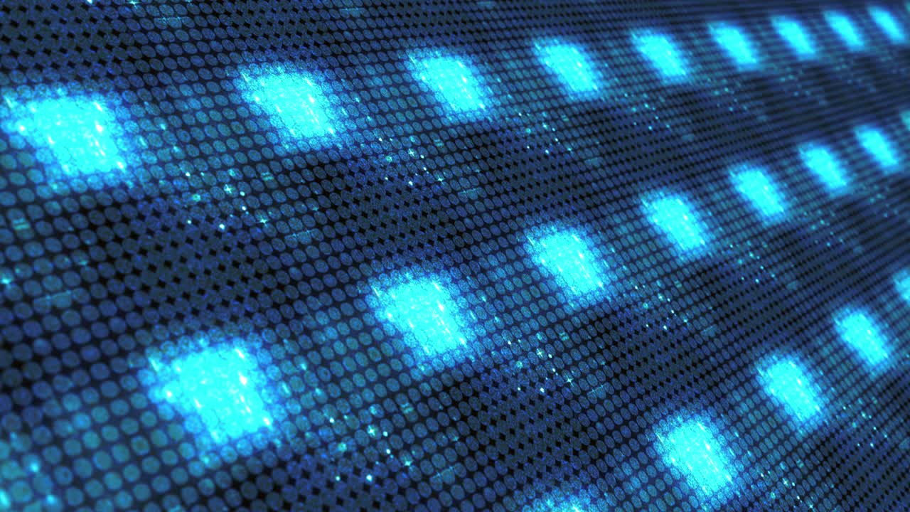 los números de luz de neón azul de 10 a 0 cuentan hacia abajo el patrón de matriz de parpadeo en el fondo de la pantalla de pared de led digital.