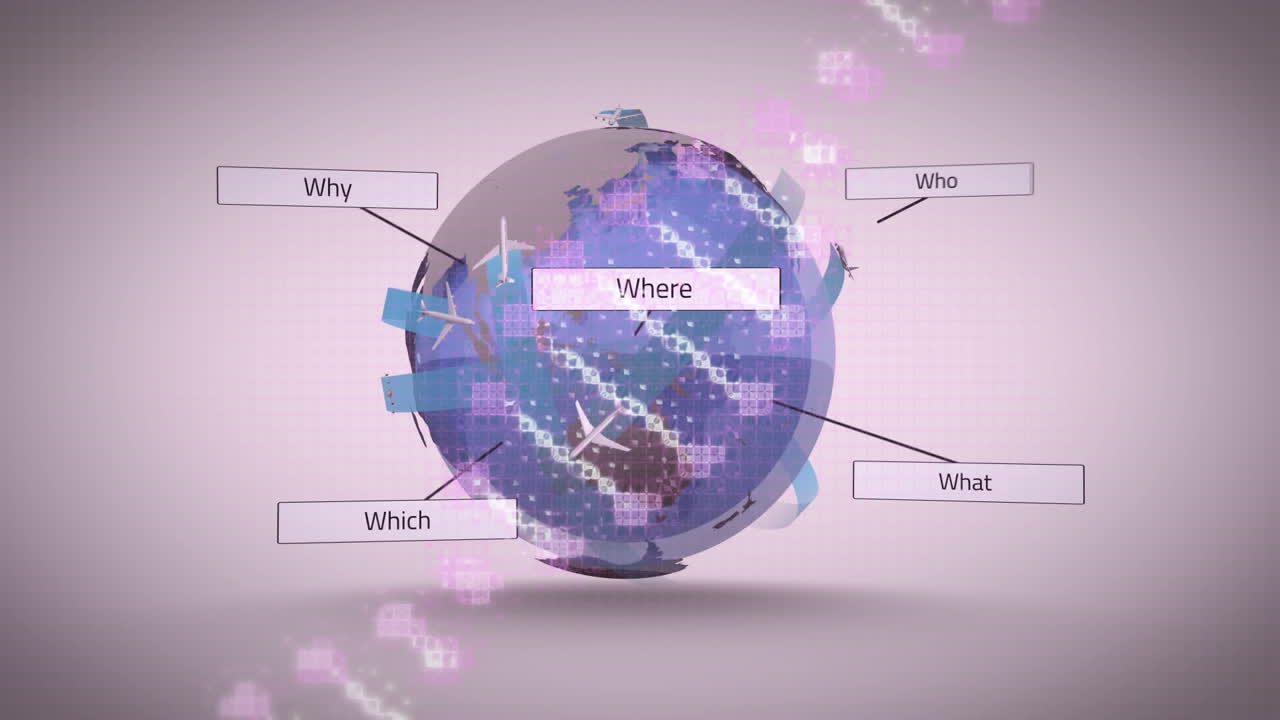 검은색 배경에 지구상에서 dna 줄무와 녹색 모양의 애니메이션