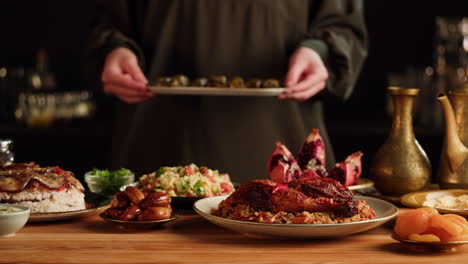 serving a traditional middle eastern meal