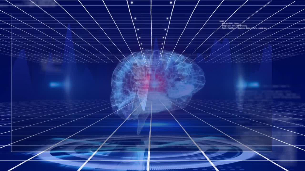 인간 뇌, 분자, 데이터 처리 및 메타버스 애니메이션