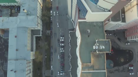 aerial view of city streets and buildings