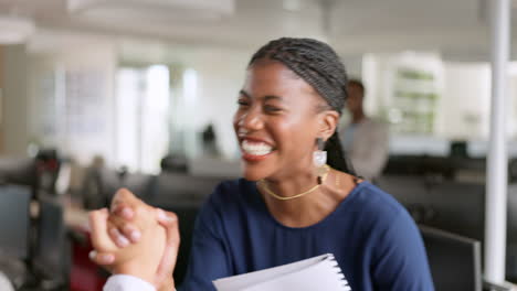 Black-woman,-high-five-handshake