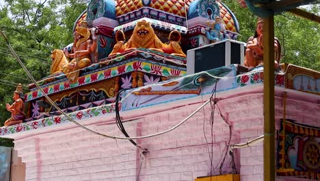 El-Arte-Y-La-Arquitectura-únicos-Del-Templo-Indio-En-El-Día-Desde-Un-ángulo-Plano-Se-Tomaron-En-Jodhpur,-Rajasthan,-India,-El-4-De-Julio-De-2023.