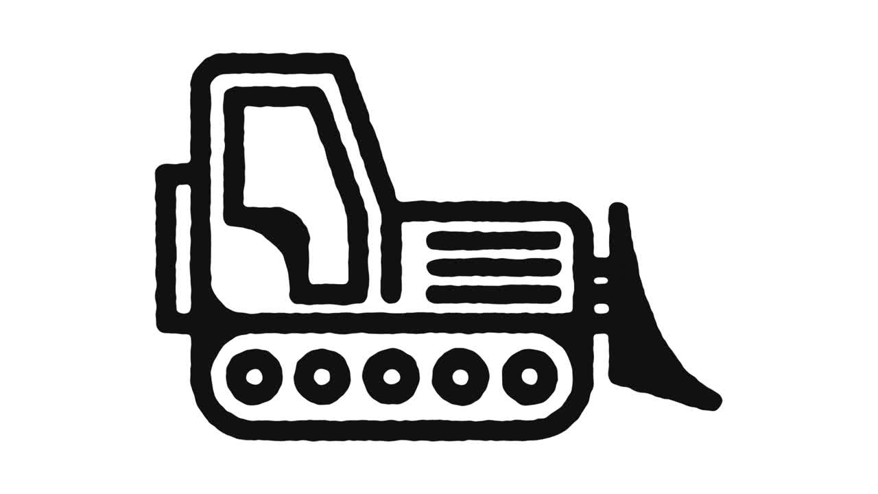 불도저 아이콘 애니메이션 영상 및 알파 채널