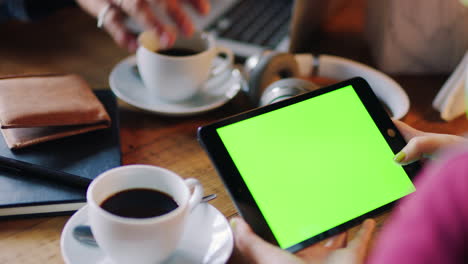 Chroma-key,-tablet-and-green-screen-with-mockup