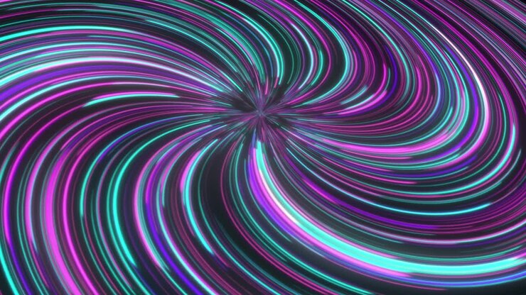 Sfondo cosmico creativo astratto. Sfondo astratto sfocato con linee a spirale rosa, blu e viola.