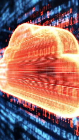 cloud tech reshaping data flow. visual representation of cloud technology illustrating data transfer and storage with glowing elements and binary code.