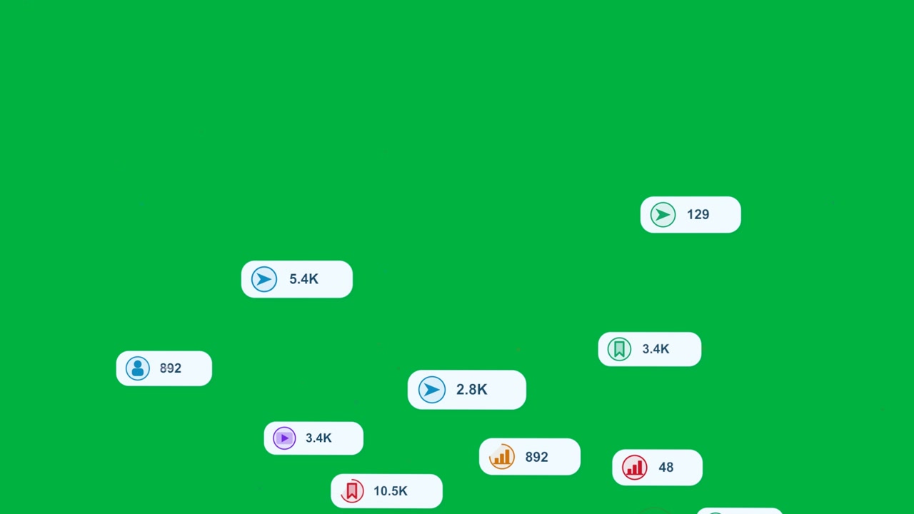 Sfondo trasparente con punti luminosi che generano badge dati in ascesa, collegati da linee color verde acqua, che mostrano metriche