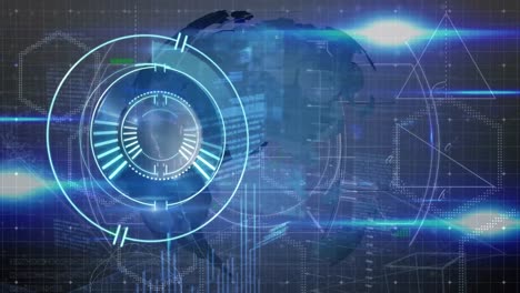 animación del procesamiento de datos a través del escaneo de alcance y el globo