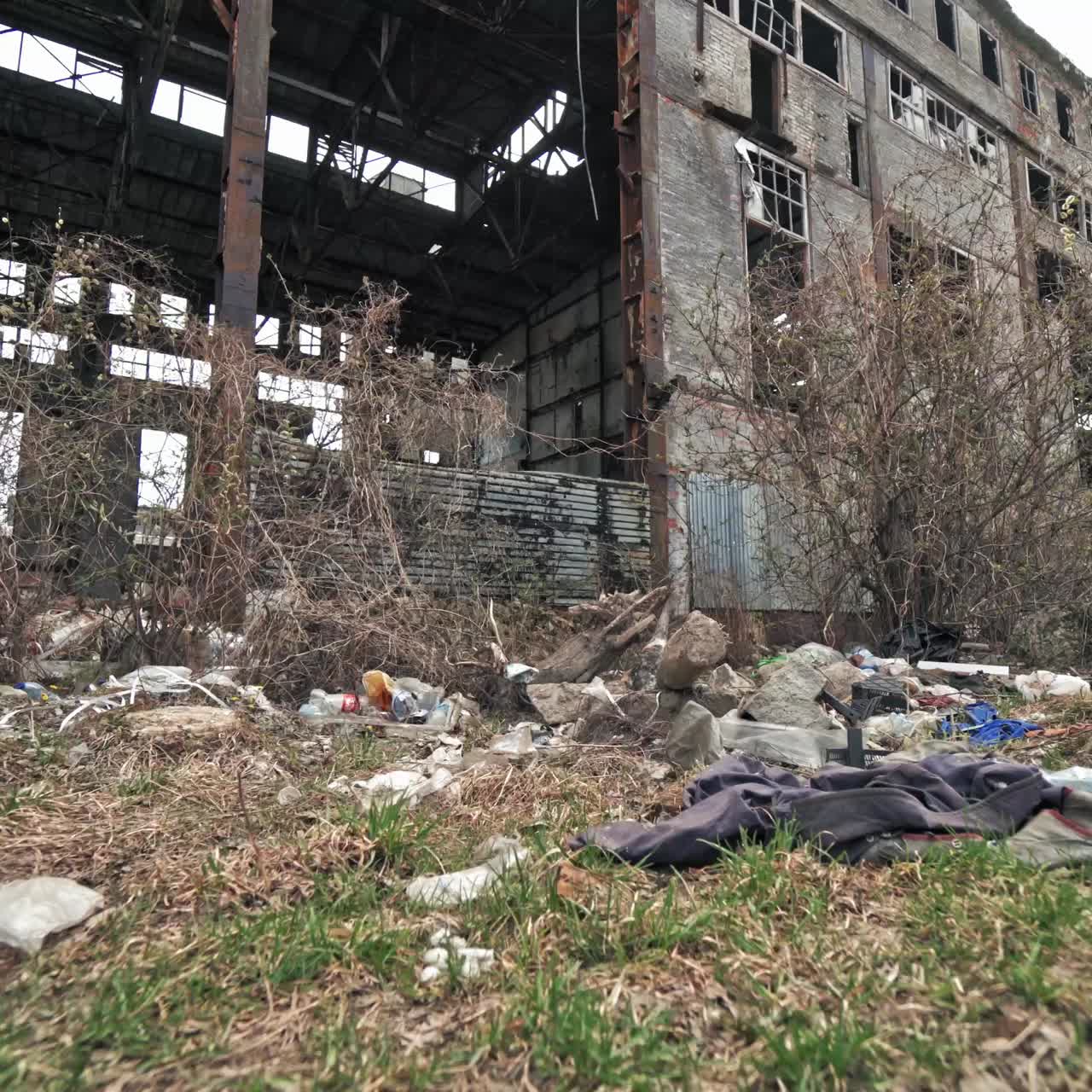 Industrial exterior of old factory building