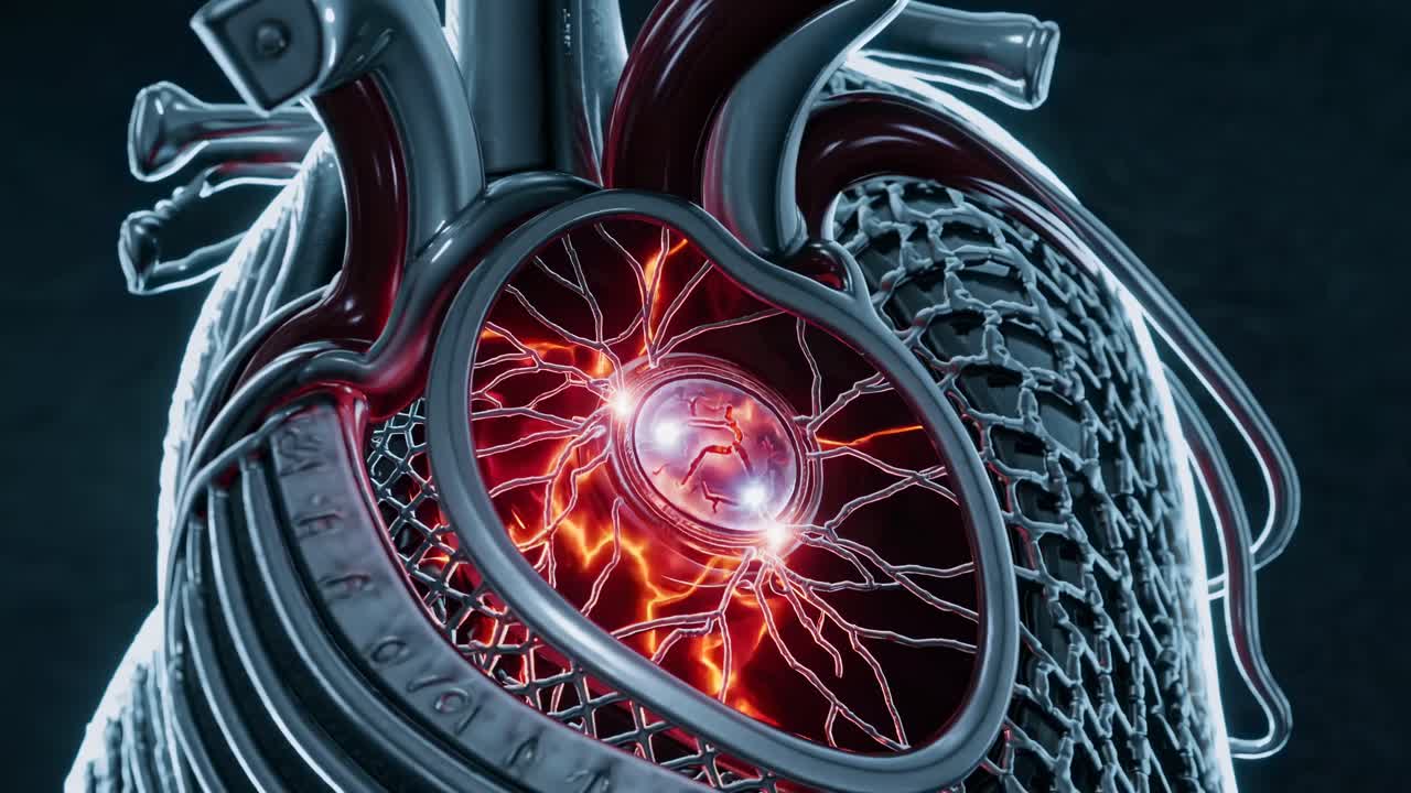 Illustrazione 3D dettagliata di un cuore umano