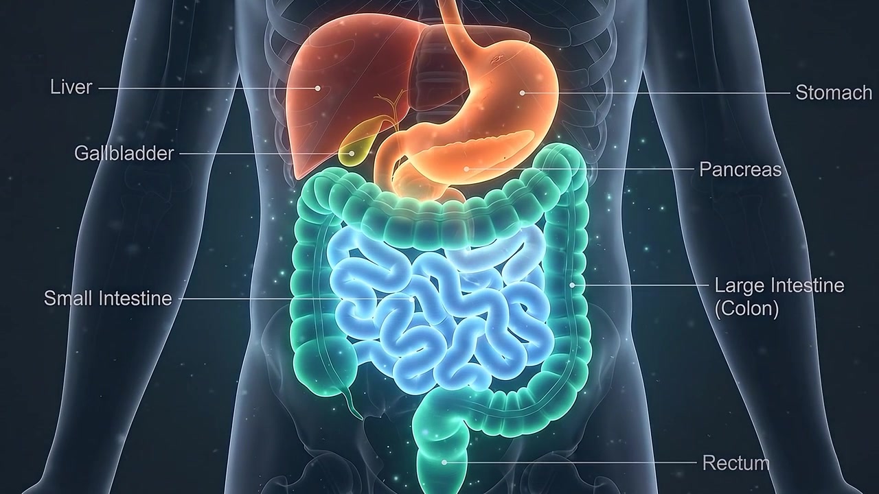 3D Medical Animation of Human Digestive System Anatomy