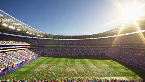 global celebration at a soccer stadium