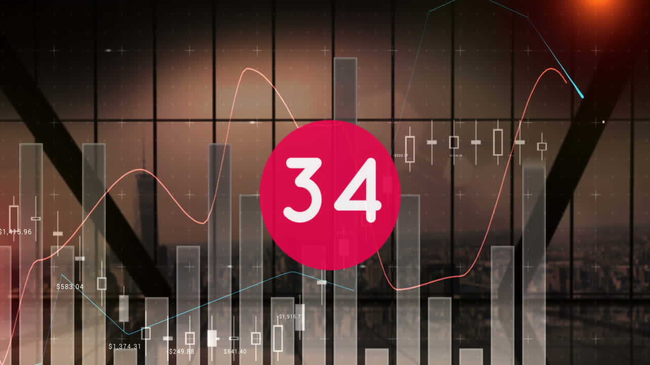 Animazione di numeri che cambiano su statistiche ed elaborazione dati