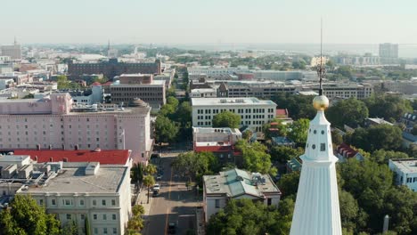 aerial orbit around steeple in charleston south carolina