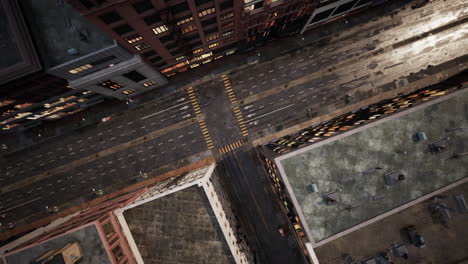 vista aérea de una calle desierta de la ciudad por la noche