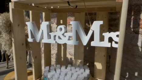 slow motion of wedding set up with sign mr and mrs, 4k hi quality footage