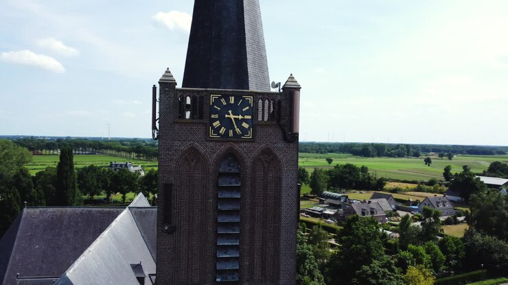 Aerial View of a Dutch Church Tower