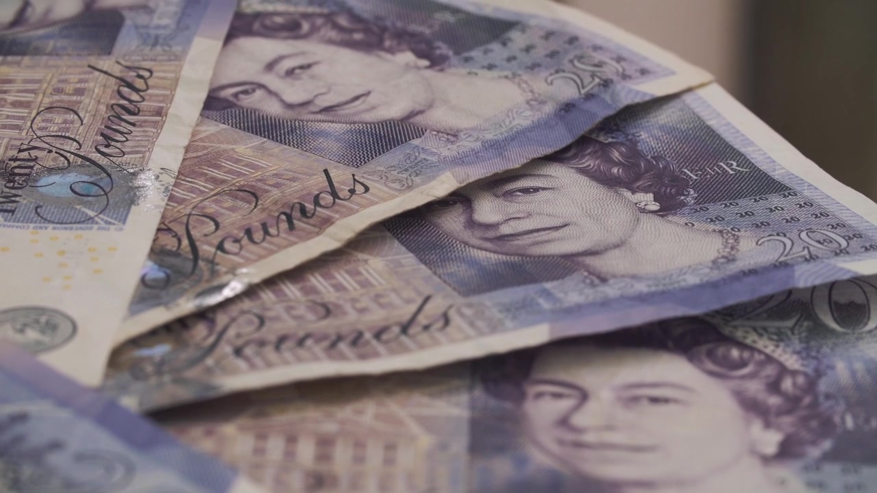 Detailed Close-Up of British Twenty Pound Banknotes