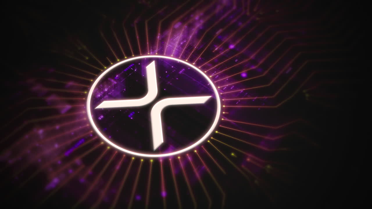 Futuristic digital background highlighting advanced cryptocurrency and encryption technology, featuring blockchain networks and secure cryptographic systems : Ripple coin, XRP