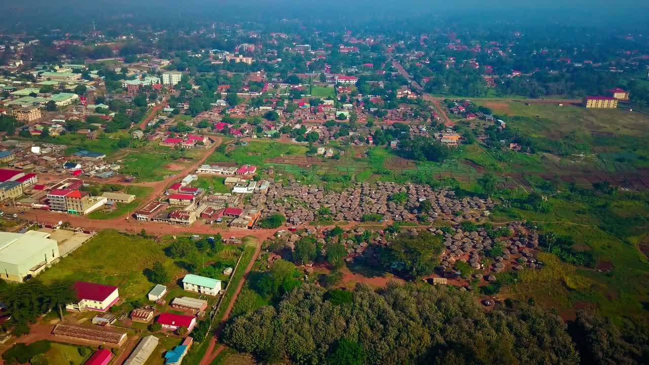 Aerial Shot Of Acholi Tribe Settlement In The Heart Of Gulu Town In Uganda
