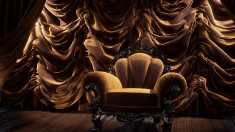 luxurious theater curtain stage with chair