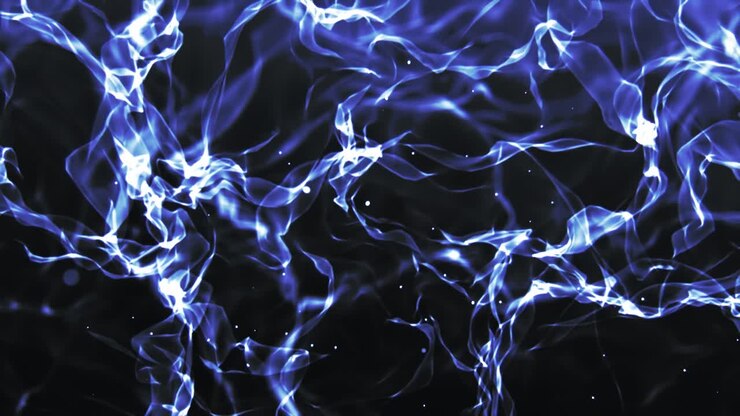 Abstract Background - Stream Of Purple Smoke With Particles In Black Background