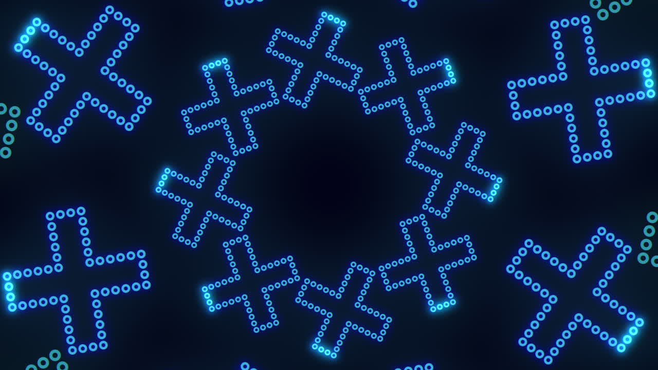 검은 바탕에 파란색과 색 십자가 무