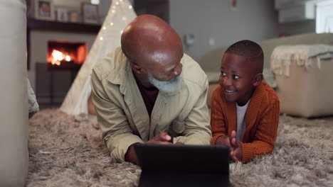 Tablet,-streaming-and-grandfather-with-child