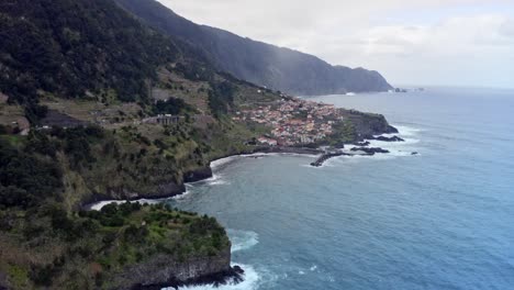 drone video of small village on coastline in madeira, portugal