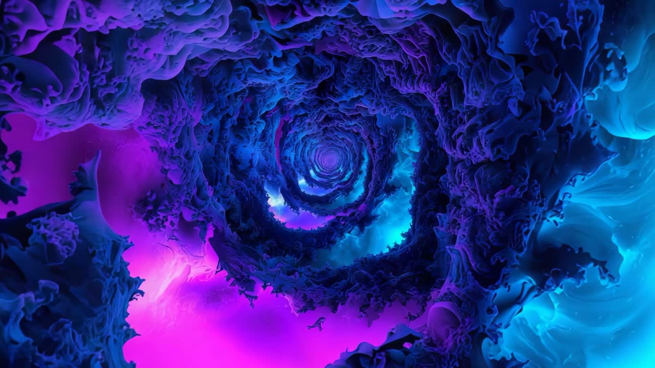 Abstract Purple and Blue Spiral Tunnel