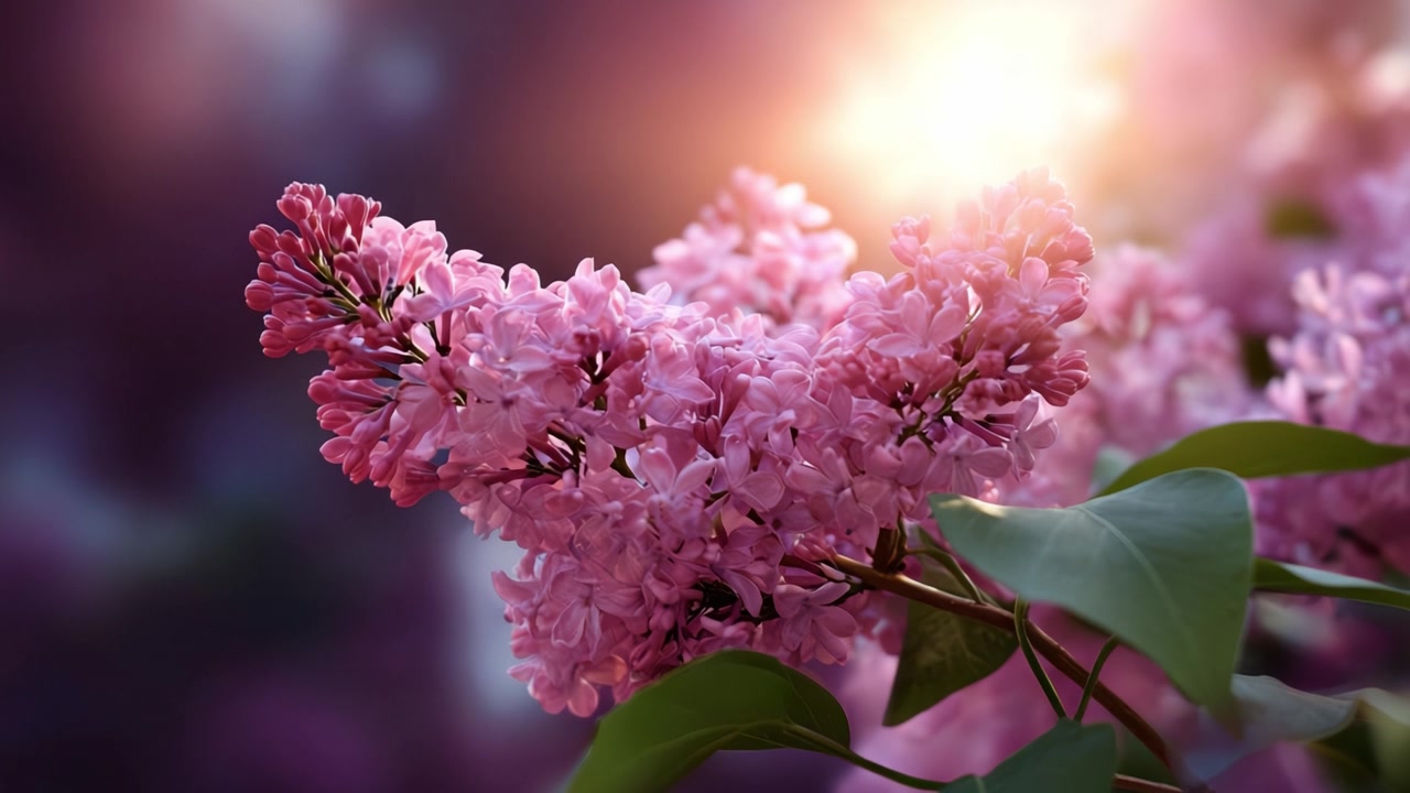 Mekaran Memukau: Close-Up Menakjubkan Bunga Lilac yang Bermandikan Cahaya Hangat, Menampilkan Keindahan Halus dan Warna Cerah Mereka dalam Pelukan Alam