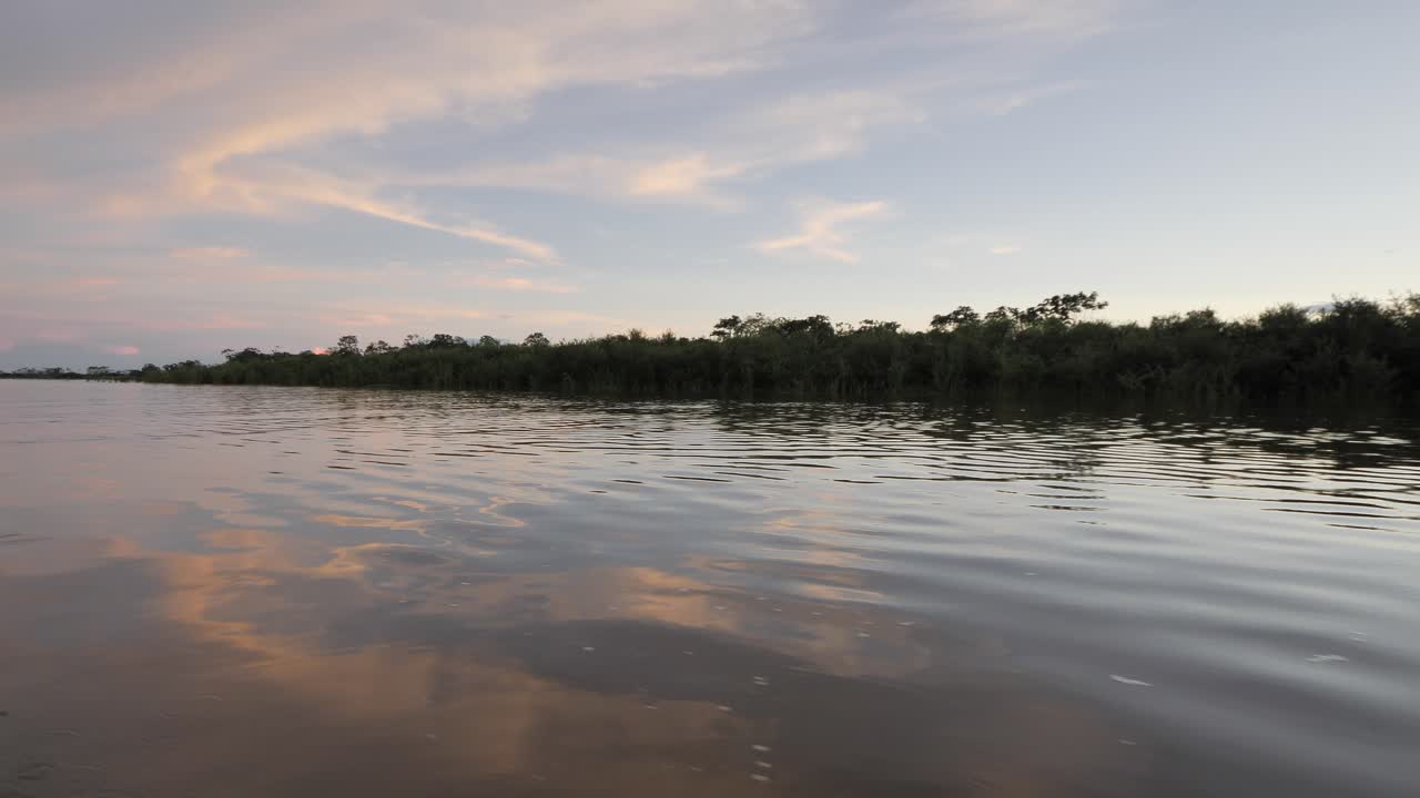 View of the waters of the world's largest river Amazon from the passenger deck