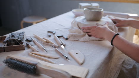 pottery artist at work