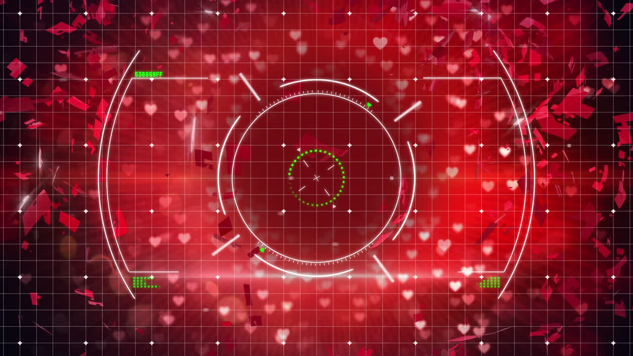 검은색 배경에 심장의 애니메이션과 스 스캔