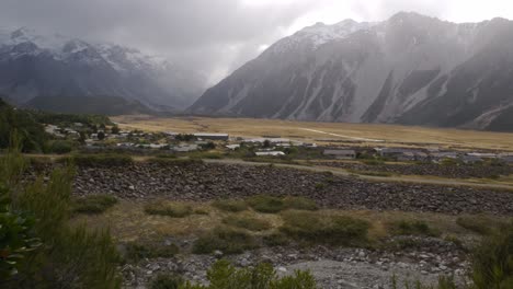 mt cook village in south island, new zealand - wide shot