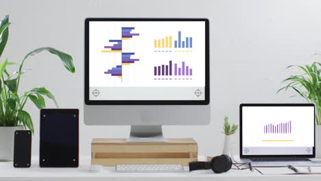 animación del procesamiento de datos financieros a través de computadoras.