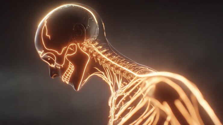 Un'affascinante esplorazione della struttura scheletrica umana: anatomia illuminata che rivela le complessità di ossa e colonna vertebrale in dettagli mozzafiato