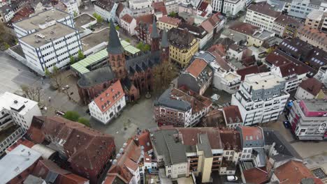 protestant gothic stiftskirche church at old city of kaiserslautern, germany