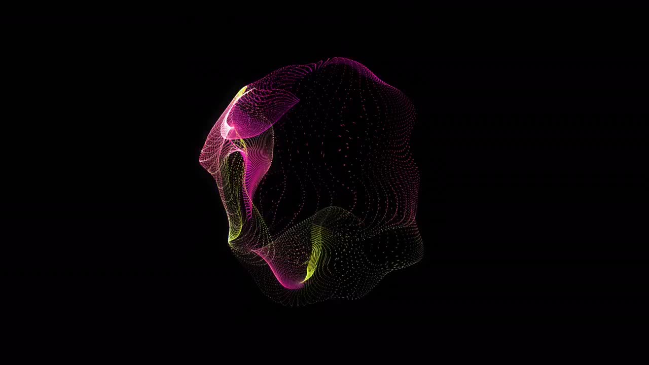 Animation of yellow and pink shape rotating on black background