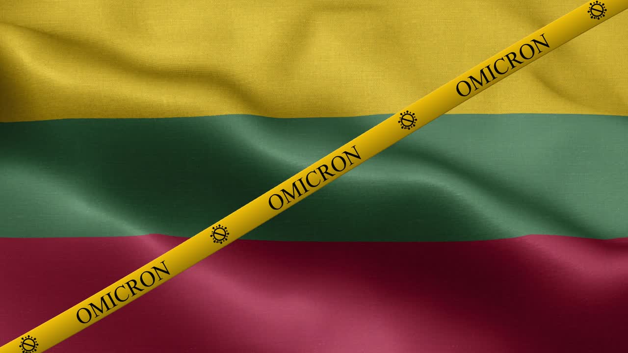 variante de omicron y franja de prohibición en la bandera de lituania - bandera de lithuania