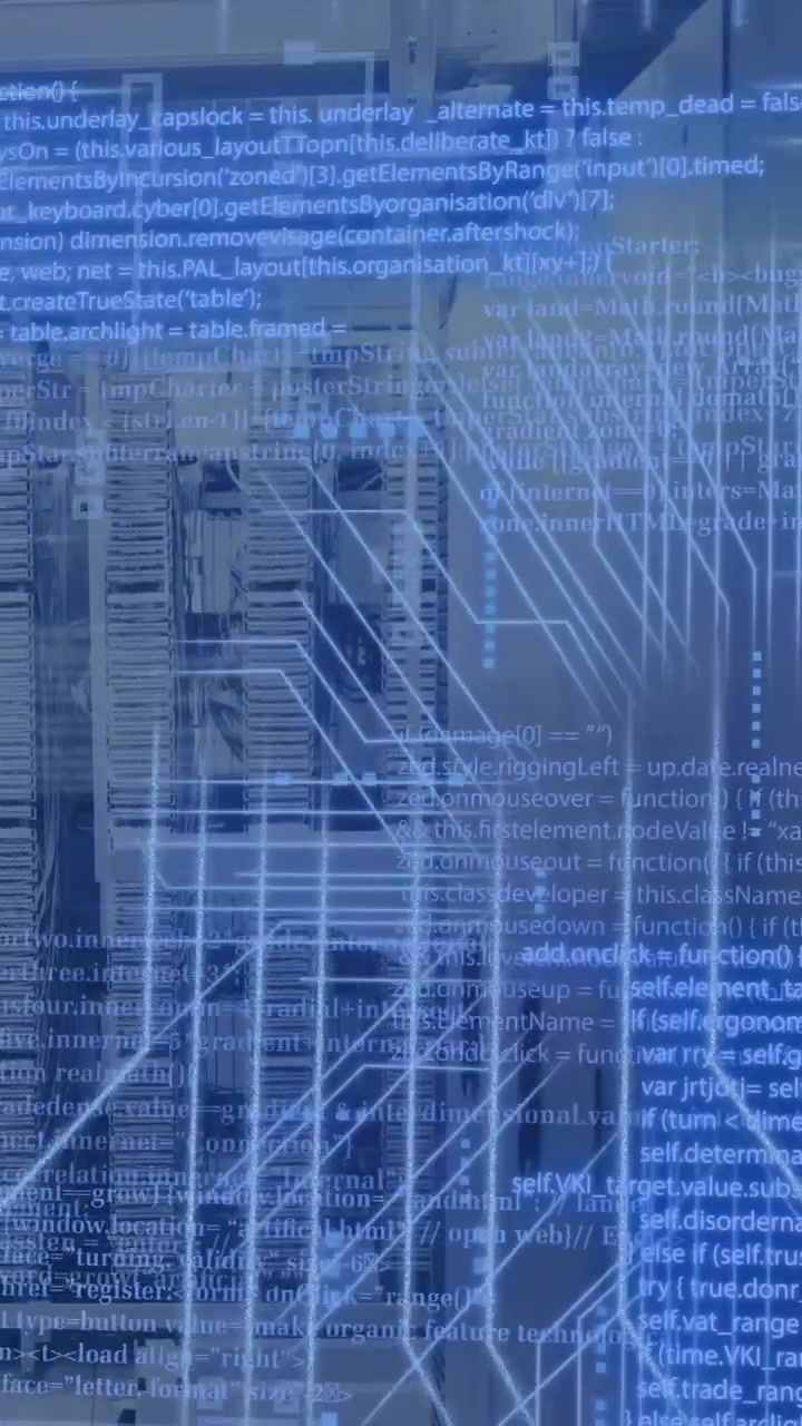 Animation of circuit board and data processing over computer servers