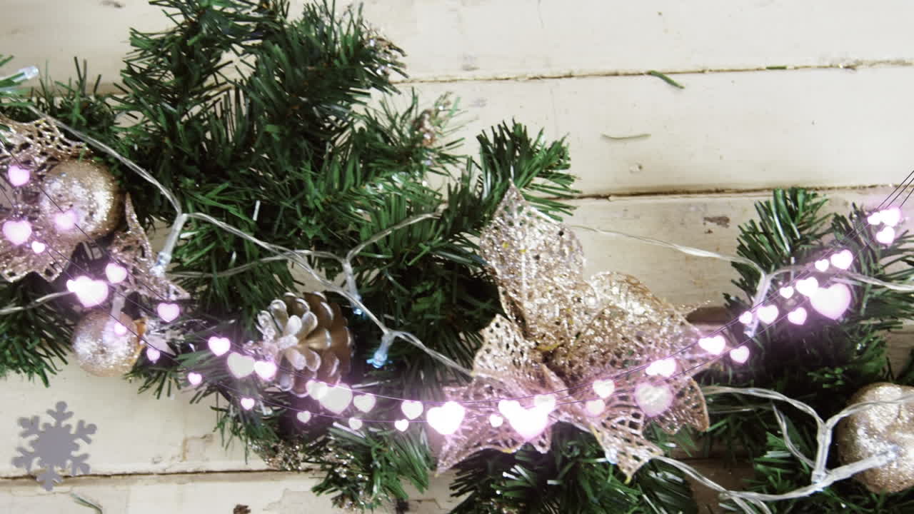 animación de luces de cuerda de estrellas y decoraciones navideñas borrosas