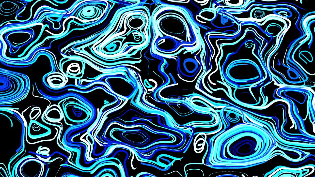 abstract creative looped bg con líneas rizadas como senderos azules en la superficie. las líneas forman un patrón giratorio como ruido de rizado. abstract 3d looping flowing animation as bright creative festive bg