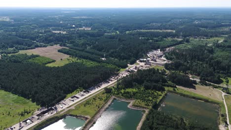 railway construction site in lithuania, aerial view